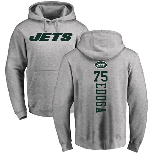 New York Jets Men Ash Chuma Edoga Backer NFL Football #75 Pullover Hoodie Sweatshirts